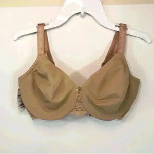 Dominique Women’s Beige Lace Minimizer Underwire Bra Adjustable Straps Size 32F